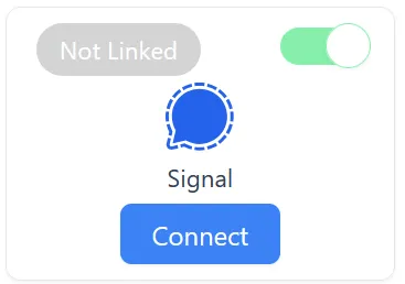 The Signal integration card with the Allow your team to connect toggle enabled